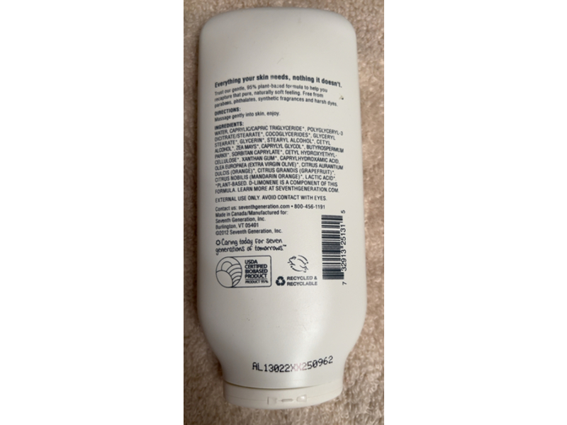 Seventh Generation Moisturizing Lotion, Mandarin, 8 fl oz/236 mL