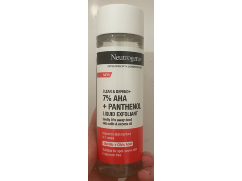Neutrogena Clear & Defend 7% Aha + Panthenol Liquid Exfoliant, Glycolic + Citric Acid, 125 mL