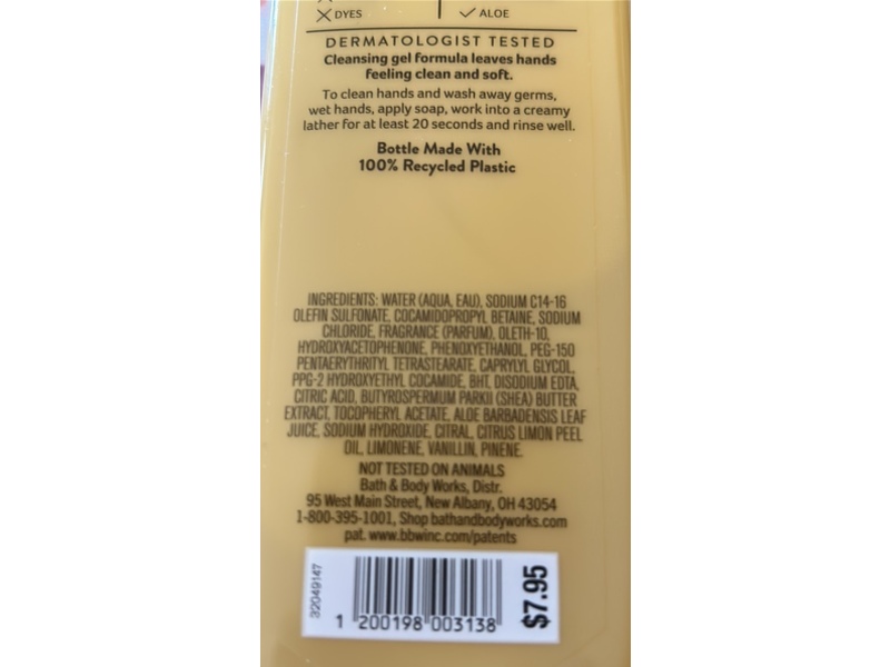 Bath & Body Works Cleansing Gel Hand Soap, Iced Lemon Poundcake, 8 fl oz/ 236 mL