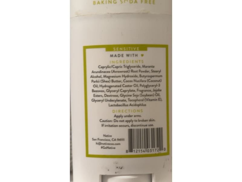 Native Deodorant, Aloe & Green Tea, 2.65 oz/75 g