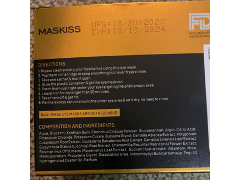 Maskiss 24K Gold Eye Mask, 25 Pairs