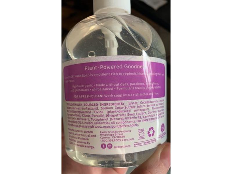 Ecos Hand Soap, Lavender, 17 fl oz/503 mL