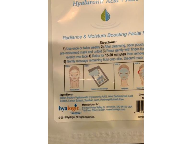Hyalogic Ha Moisture Face Mask, Hyaluronic Acid + Aloe, 8 oz