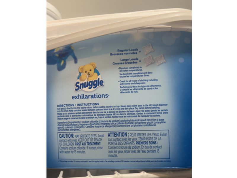 Snuggle Exhilarations Scent Boosters Pacs, Blue Iris & Ocean Breeze, 115 Loads, 81.13 fl oz/2.30 kg
