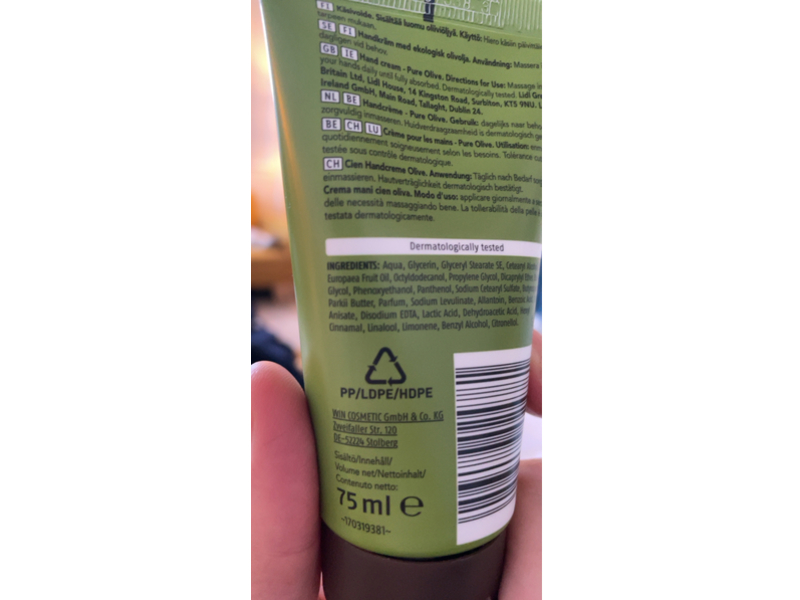 Cien Pure Olive Hand Cream, Organic Olive Oil, 75 mL