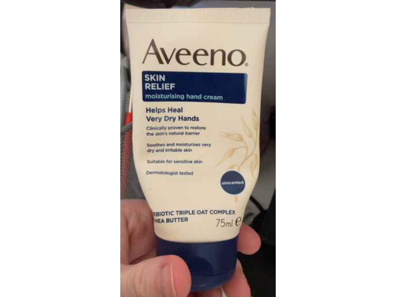 Aveeno Skin Relief Moisturizing Hand Cream, Prebiotic Triple Oat Complex + Shea Butter, 2.53 oz/75 mL