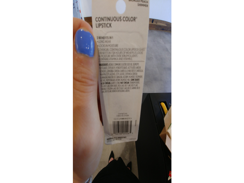 CoverGirl Continuous Color Lipstick, 015 Bronzed Peach, 0.13 oz/5 g