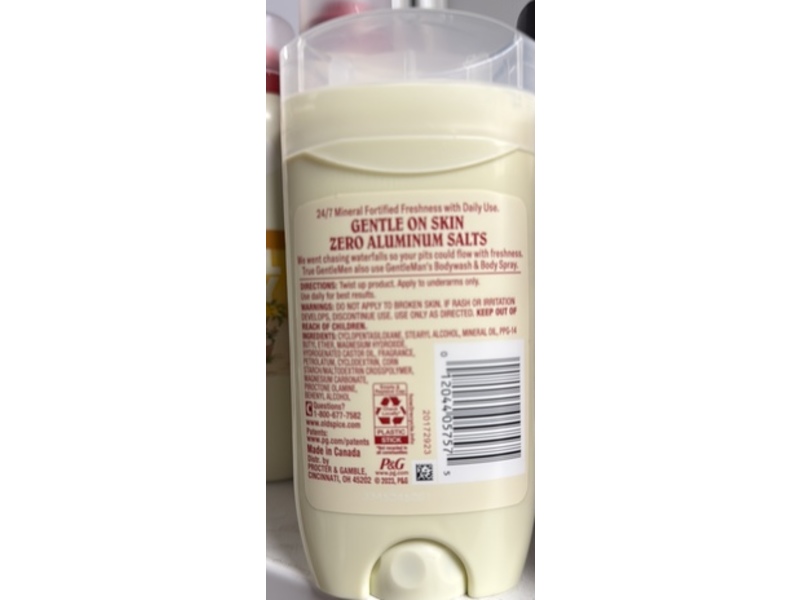 Old Spice Gentle Man's Deodorant, Blue Agave + Fresh Waterfall Scent, 3.0 fl oz/85 g