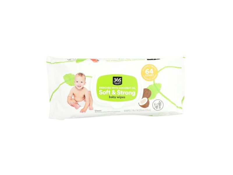 365 by Whole Foods Market Soft & Strong Disposable Baby Wipes, Coconut Oil, 64 Count