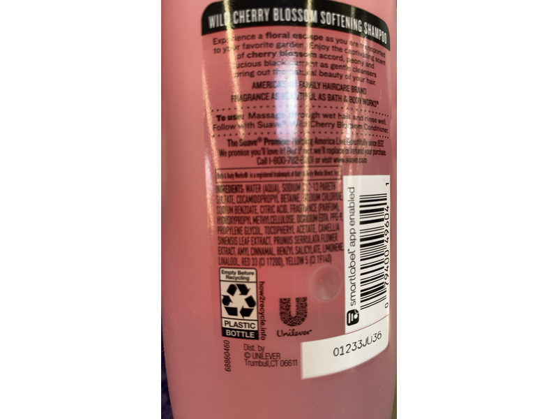 Suave Softening Shampoo, Wild Cherry Blossom, 22.5 fl oz/668 mL