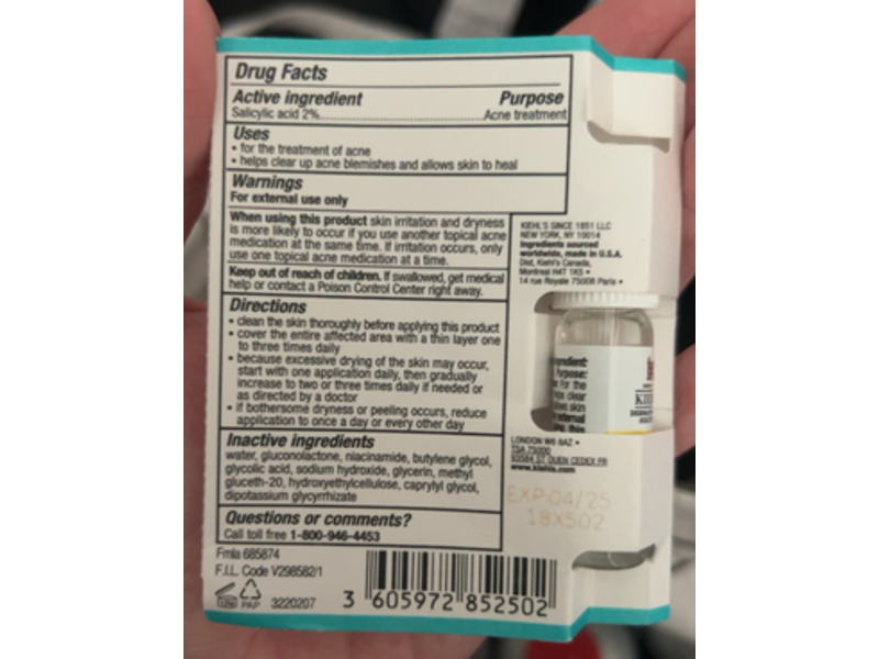 Kiehl's Since 1851 Truly Targeted Acne Clearing Solution, 2% Salicylic Acid, 0.14 fl oz/4 mL