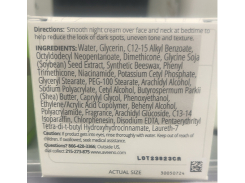 Aveeno Positively Radiant Night Cream, Niacinamide, 1.7 oz/48 g