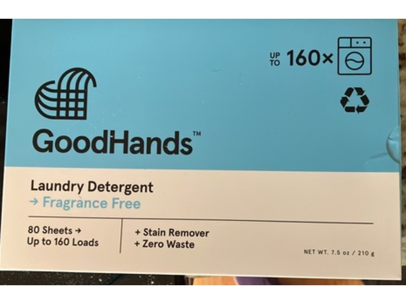 GoodHands Laundry Detergent Sheets, Fragrance Free, 160 Loads, 7.5 oz/210 g, 80 Count