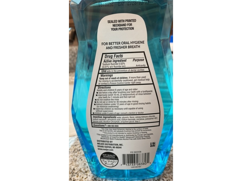 Meijer Anticavity Fluoride Rinse, Refreshing Mint, 33.8 fl oz/1 L