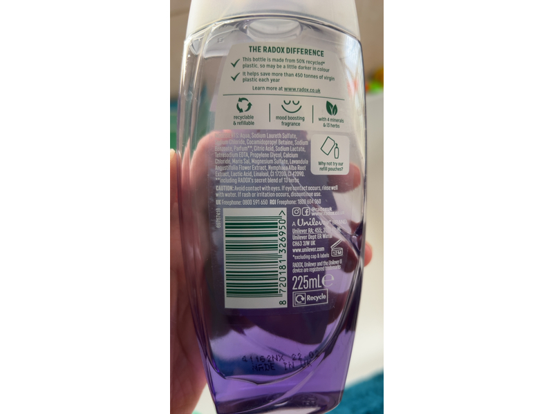 Radox Feel Relaxed Shower Gel, Lavender & Waterlily, 225 mL