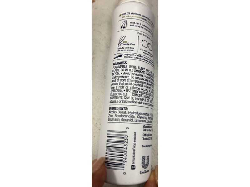 Dove Moisturizers Deodorant Spray, Pomegranate & Lemon Verbena, 4 oz/113 g