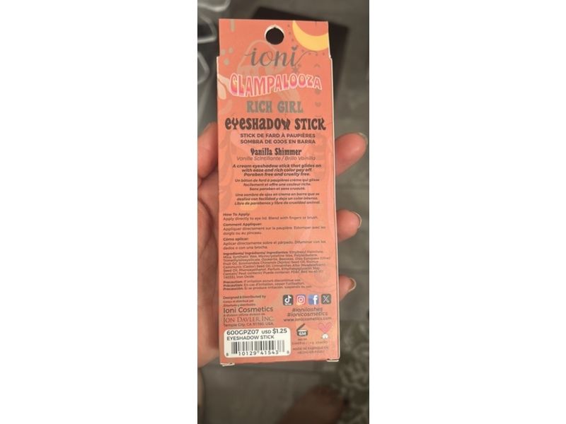 Ioni Eyeshadow Stick, Vanilla Shimmer, 0.049 fl oz/1.4 g
