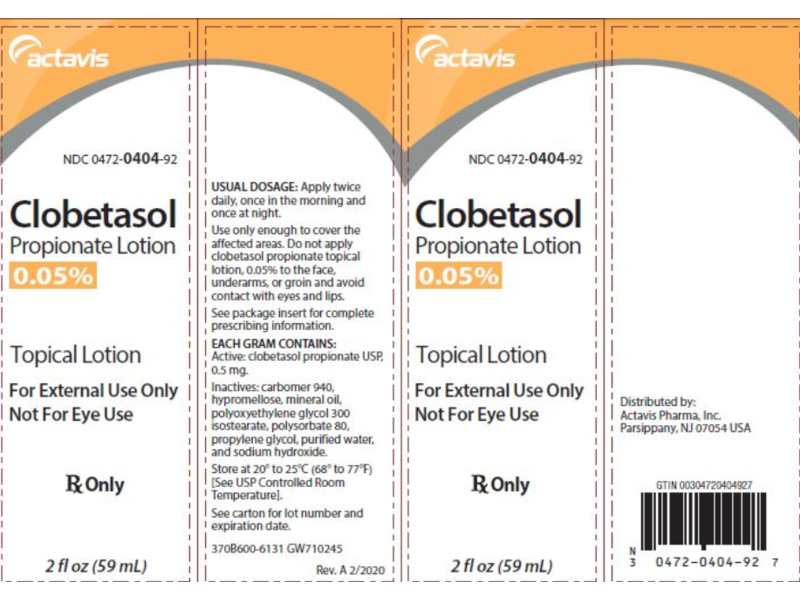 Clobetasol Propionate Topical Lotion, 0.05%, 59 mL, Actavis (RX)