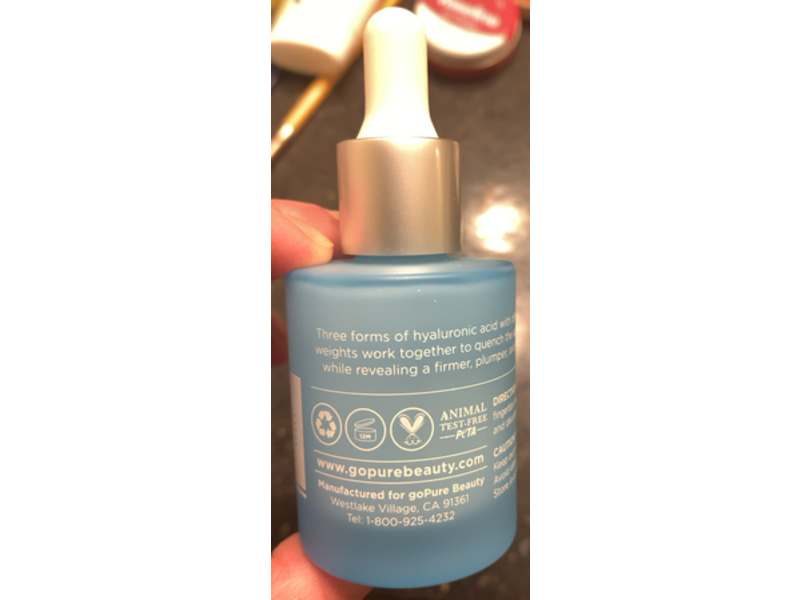 Go Pure Dramatically Dewy Serum, 2% Triple Hyaluronic Acid Complex + Hibiscus Fruit Extract, 1 fl oz/30 mL