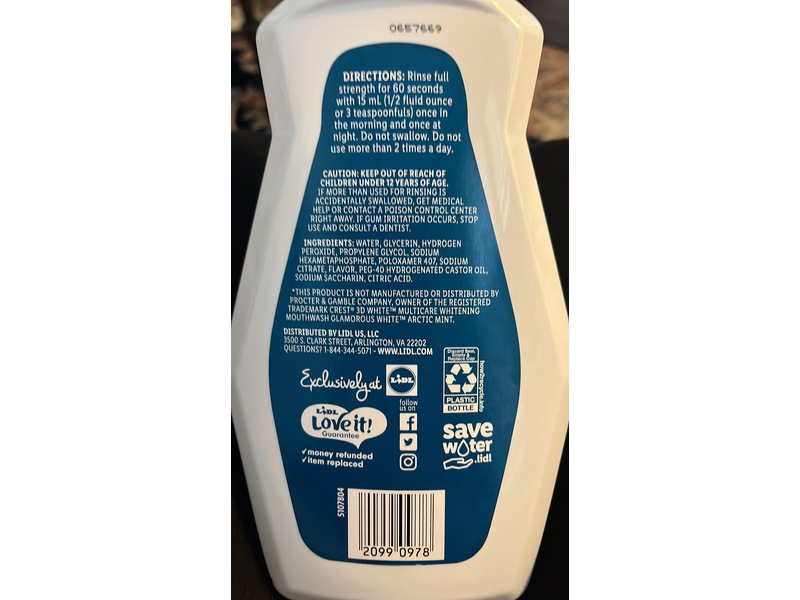 Dentaiux By Lidl Whitening Mouthwash, Fresh Mint Flavor, 32 fl oz/946 mL