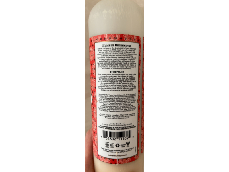 Nubian Heritage Body Wash, Coconut & Papaya, 13 fl oz/384 mL