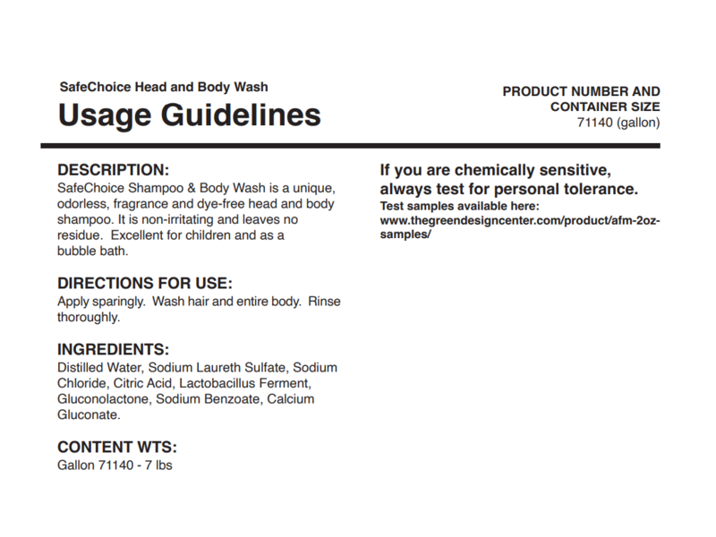 AFM Safe Choice Shampoo & Body Wash, 3.79 L