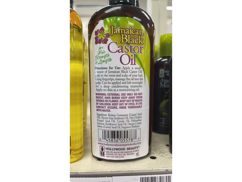 Hollywood Beauty jamaican black castor oil, Black, 8 fl oz/236 mL