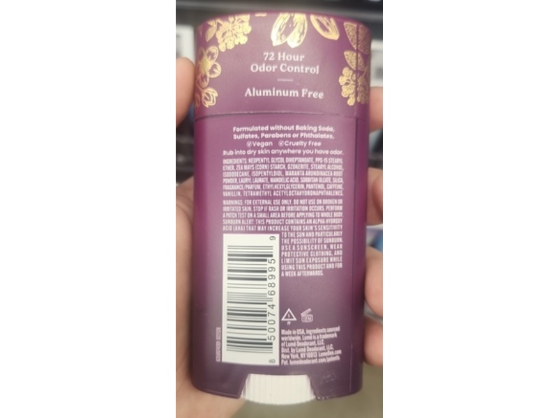 Lume Whole Body Deodorant, Moonlight Amber, 265 oz/75g, Pack Of 2