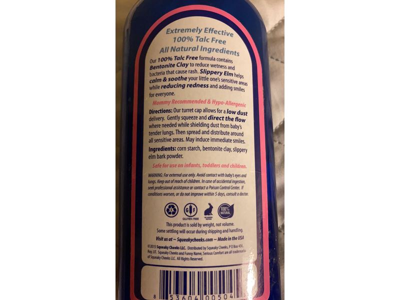 Squeaky Cheeks Baby All-Natural Powder, Nurture Unscented, 5 oz/142 g