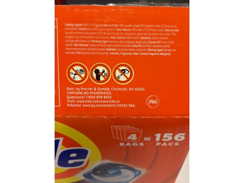 Tide Pods, Spring Meadow, 156 Pacs, 116 oz/3.36 kg