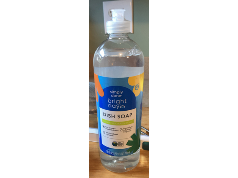 Simply Done Bright Day Dish Soap, Eucalyptus Lemon Scent, 25 fl oz/739 mL