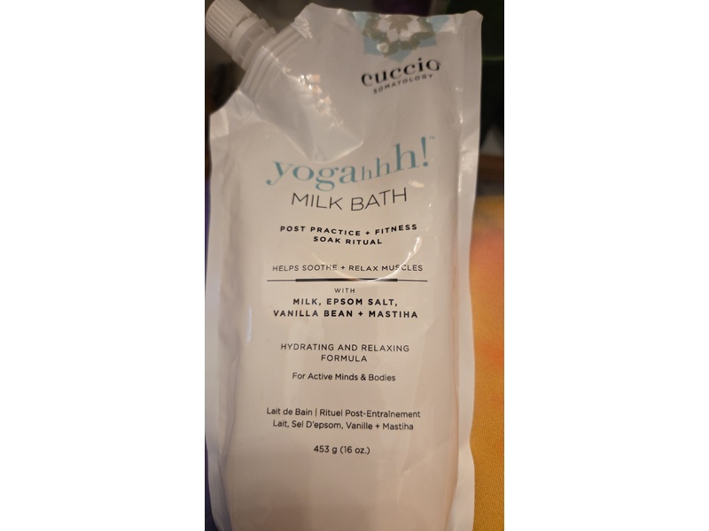 Cuccio Yogahhh! Milk Bath, Milk, Epsom Salt, Vanilla Bean+Mastiha,16 oz/453 g
