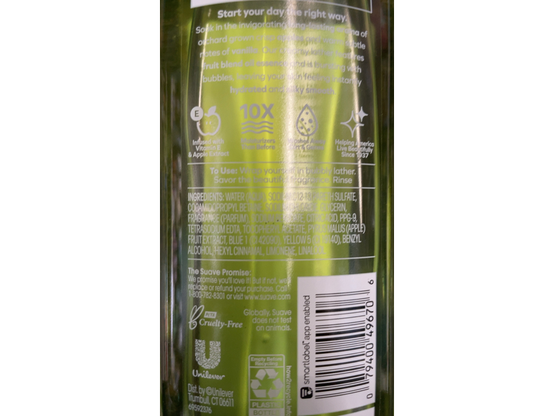 Suave Gentle Body Wash, Juicy Green Apple, 18 fl oz/532 mL