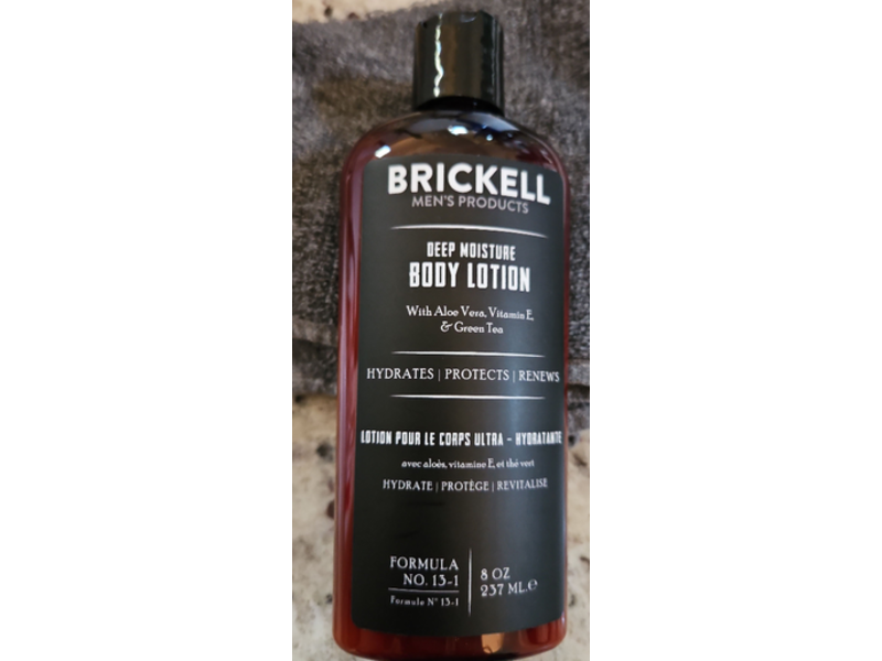 Brickell Men's Deep Moisture Body Lotion, Aloe Vera, Vitamin E, Green Tea, 8 oz/237 mL