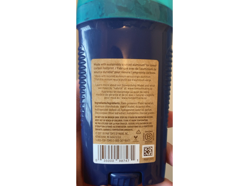 Tom’s Of Maine Men’s Antiperspirant Deodorant, Charcoal,79 g