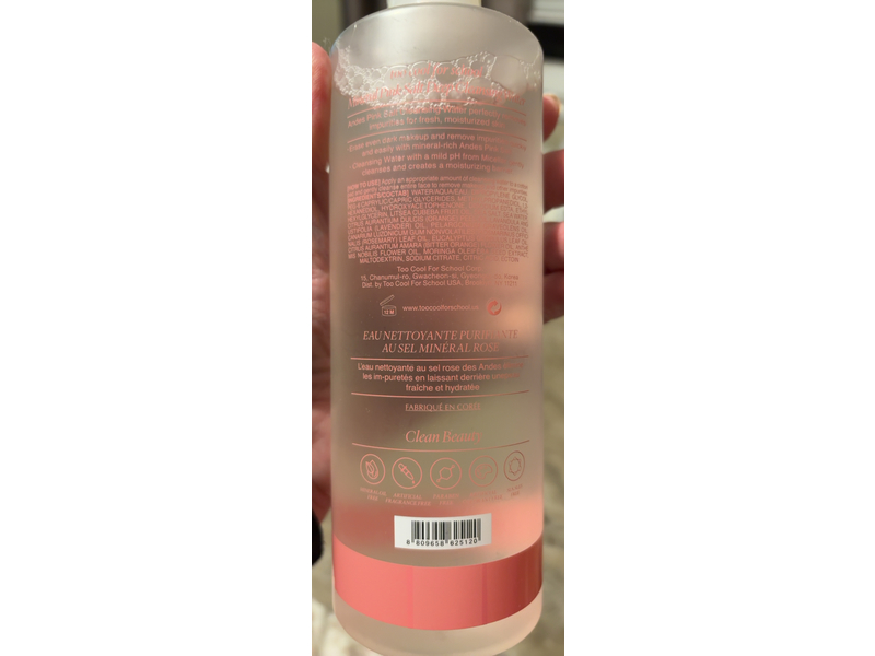 Too Cool For School Deep Cleansing Water, Mineral Pink Salt, 16.9 fl oz/500 mL