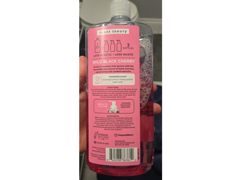 Scent Theory Foaming Hand Soap Refill, Wild Black Cherry, 33 fl oz/975 mL