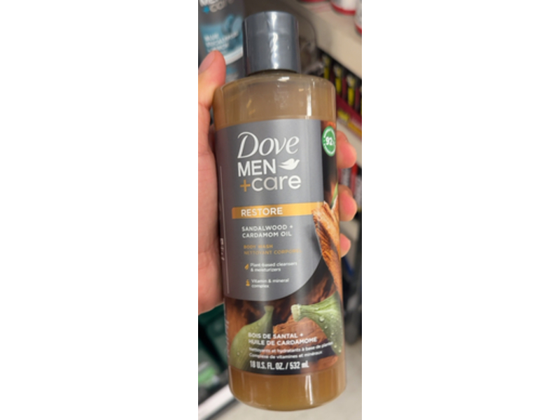 Dove Men + Care Restore Body Wash, Sandalwood + Cardamom Oil, 18 fl oz/532 mL