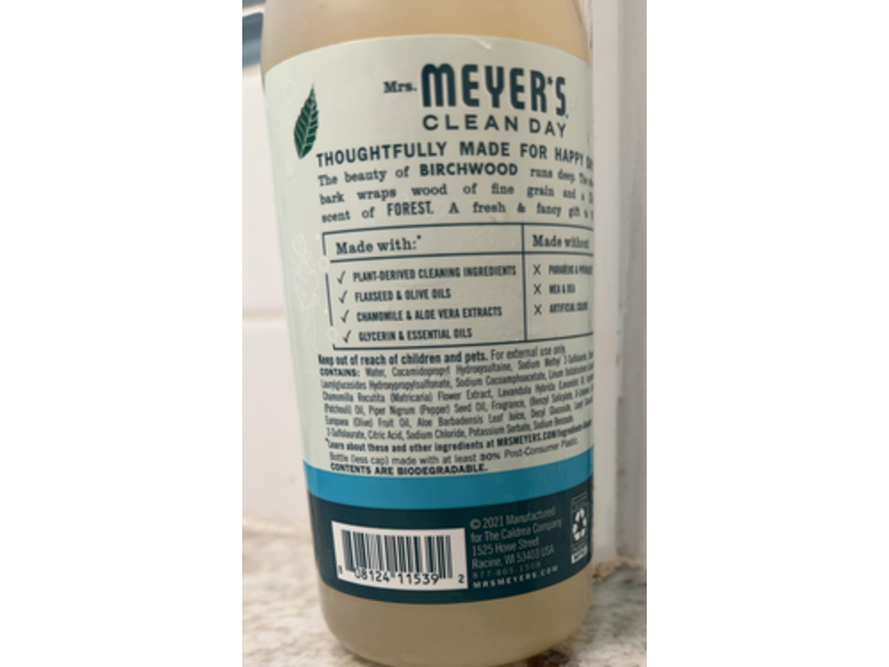 Mrs. Meyer's Clean Day's Moisturizing Body Wash, Birch Wood Scent, 16 fl oz/473 mL