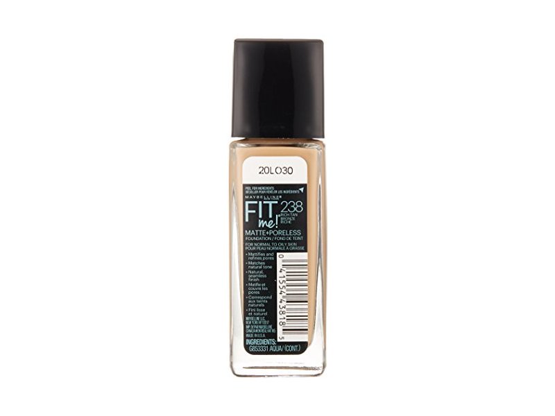 Maybelline New York Matte+Poreless Fit Me Foundation, Rich Tan, 1 fl oz/30 ml