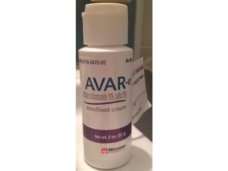 Avar-e (sulfacetamide sodium 10%, sulfur 5%, Cream, 2 oz/57 g, Mission (Rx)