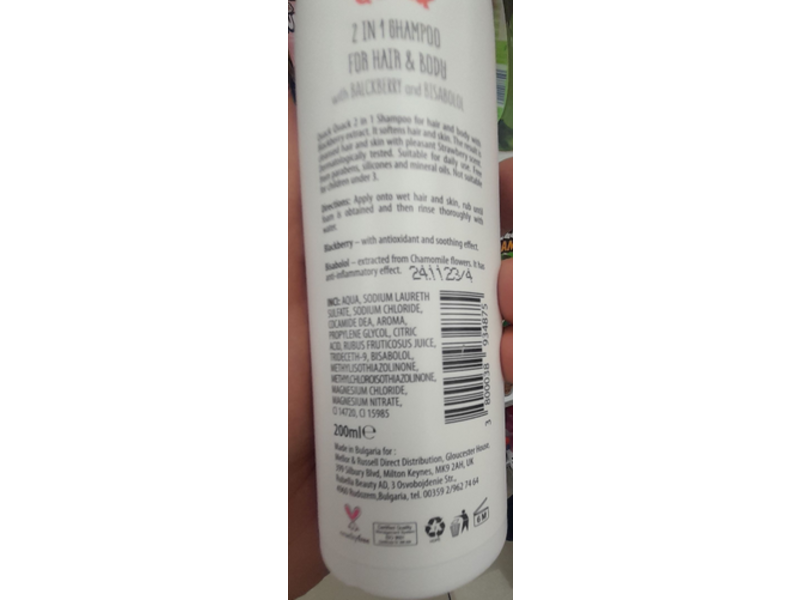 Mellor & Russell Quack Quack Kids 2 In 1 Shampoo for Hair & Body, Blackberry And Bisabolol, 200 mL