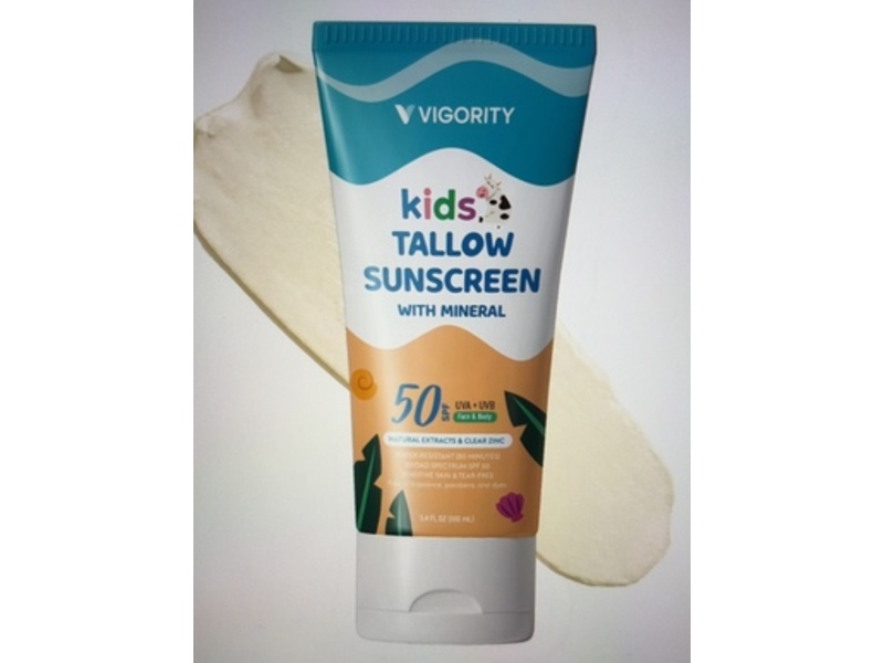 Vigority Kids Tallow Mineral Sunscreen, SPF 50, 3.4 fl oz/100 mL