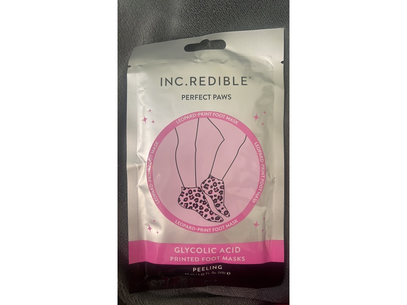 Inc.Redible Leopard Print Foot Mask, Glycolic Acid, 1.35 fl oz/40 mL