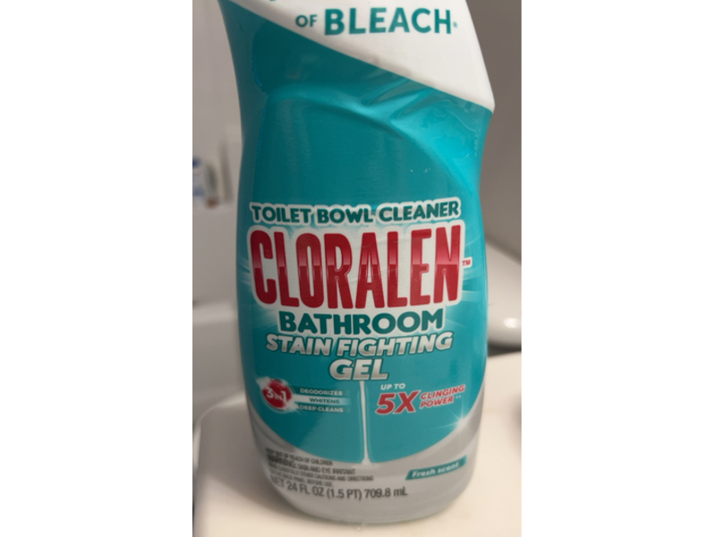 Cloralen Toilet Bowl Cleaner Bathroom Stain Fighting Gel, Fresh Scent, 24 fl oz/709.8 mL