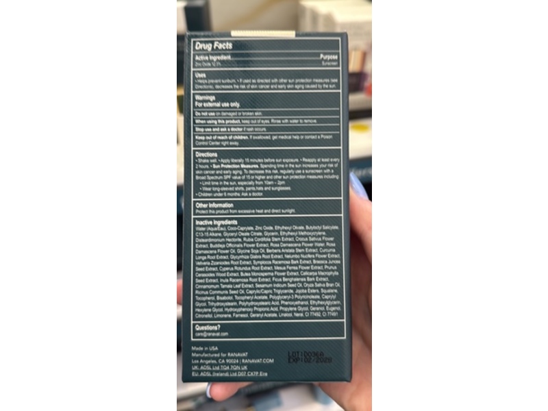 Ranavat Brightening Mineral Sunscreen, SPF 50+, 1.7 fl oz/50 mL