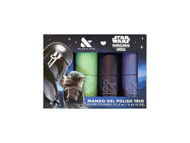 Olive & June Star Wars Mando Gel Polish Trio, Grogu Green, Beskar Chrome & Sublight Shimmer, 0.46 fl oz/13.5 mL, Pack Of 3