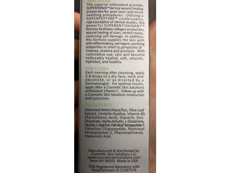 Cosmetic Skin Solutions Supreme Olive Serum, Superrepair, 1 fl oz/30 mL