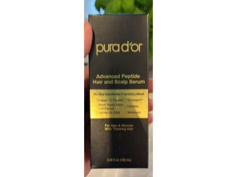 pura d'or Advanced Peptide Hair And Scalp Serum, 3.38 fl oz/100 mL