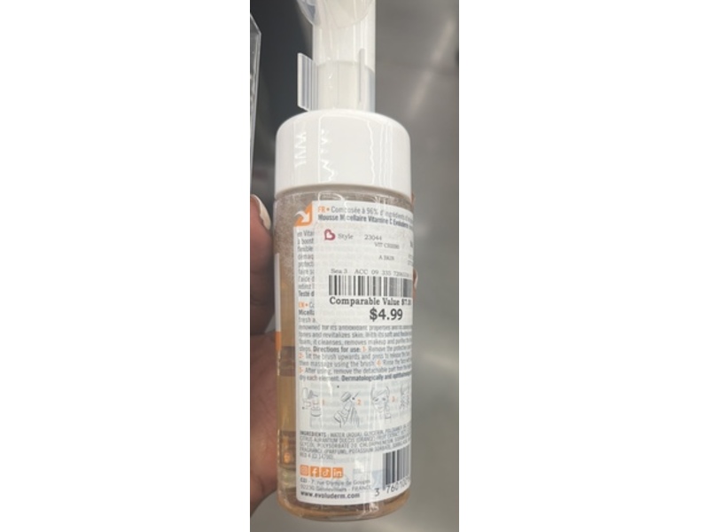 EvoLuderm Mousse Micellar Foam, Vitamin C, 5 oz/150 mL